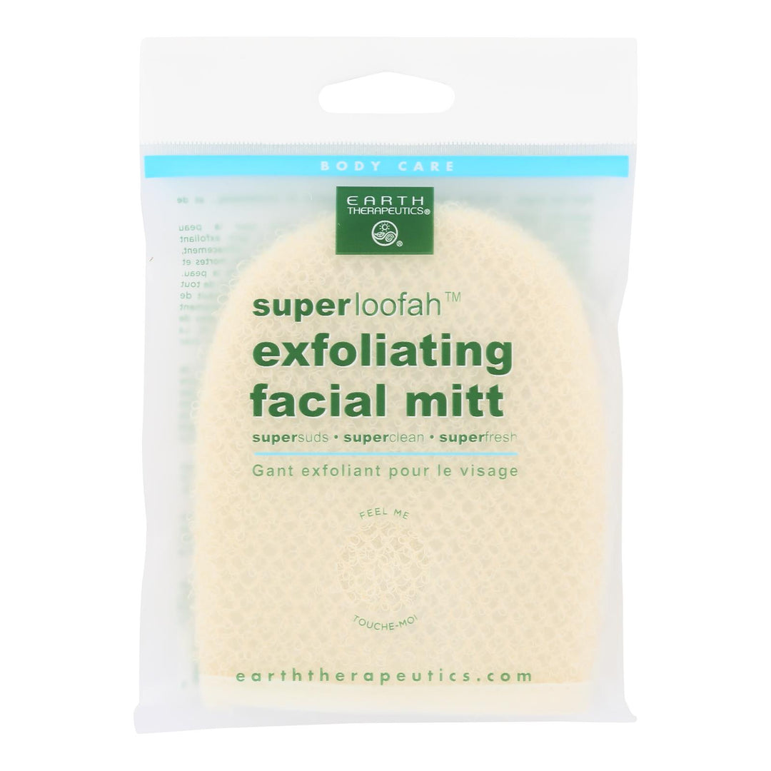 Earth Therapeutics Loofah - Super - Exfoliating - Facial Mitt - 1 Count - Maras Green